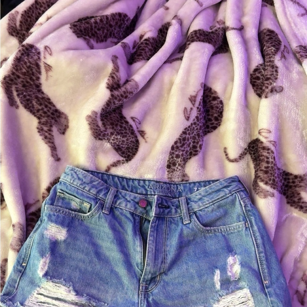 Arizona Jean Company Blue Jean Shorts Distressed High-Waisted